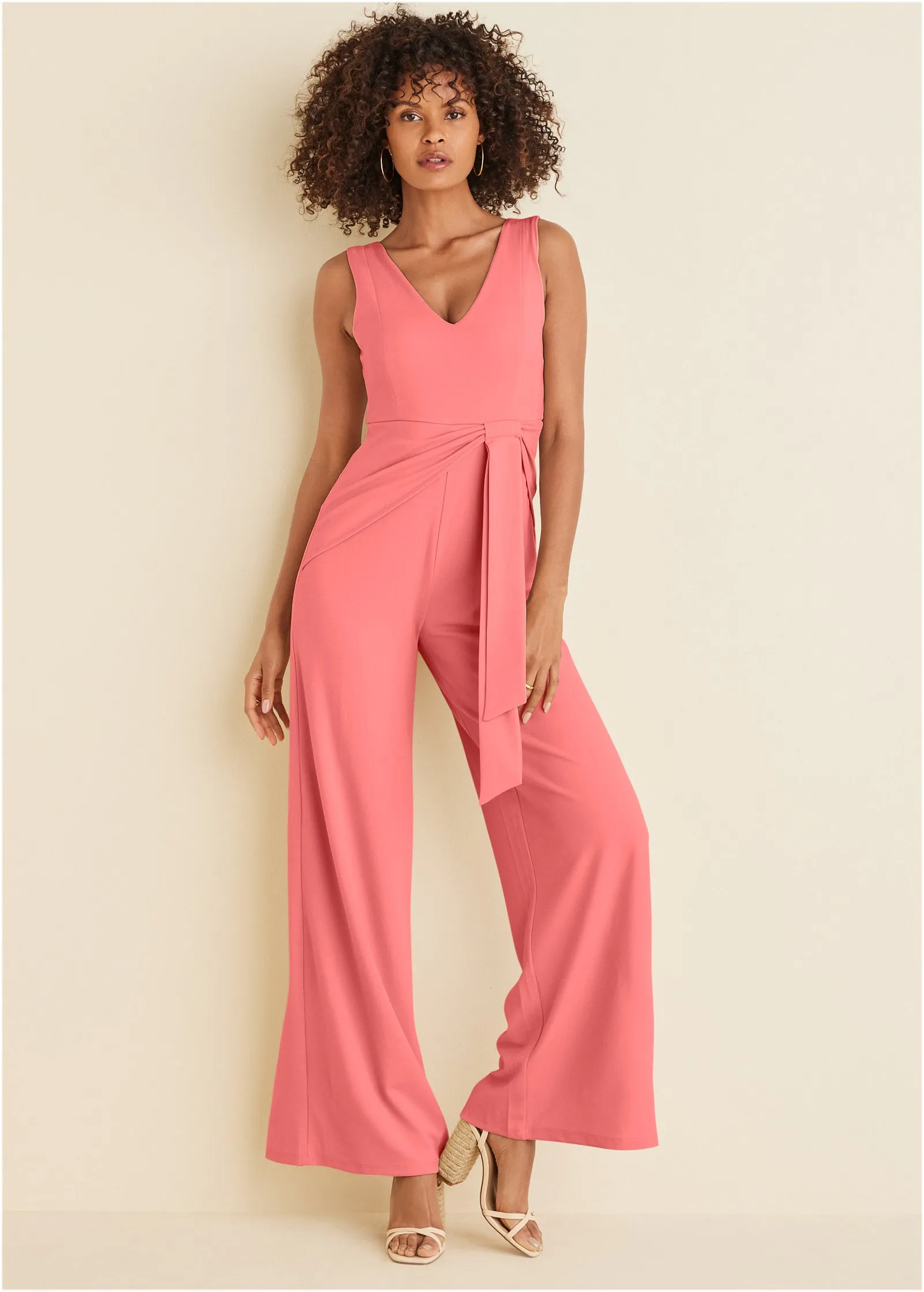Wide Leg Jumpsuit - Coral