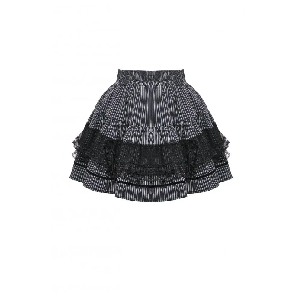 Women's Gothic Striped Lace Splice Skirt