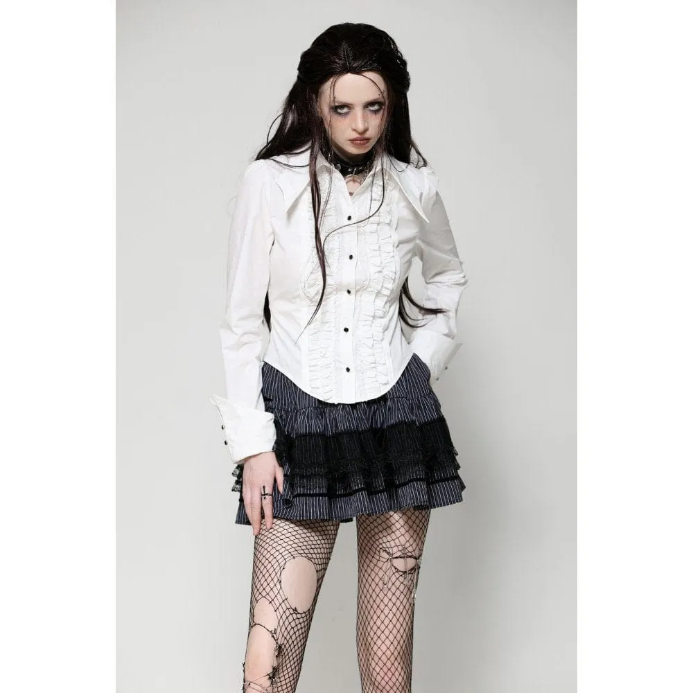 Women's Gothic Striped Lace Splice Skirt