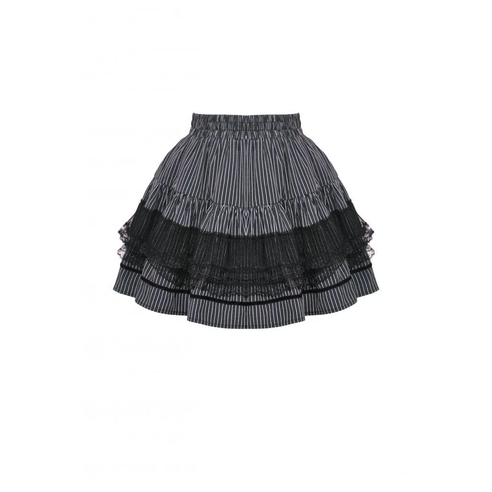 Women's Gothic Striped Lace Splice Skirt
