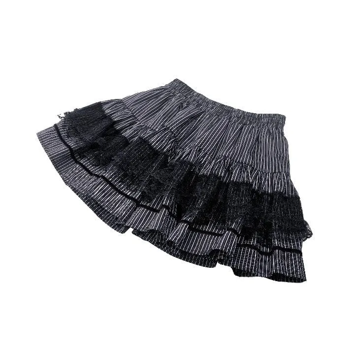 Women's Gothic Striped Lace Splice Skirt