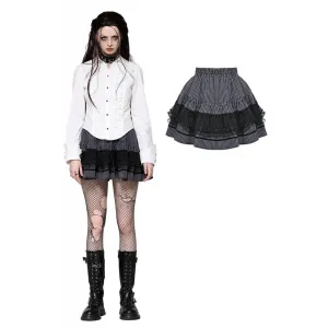 Women's Gothic Striped Lace Splice Skirt