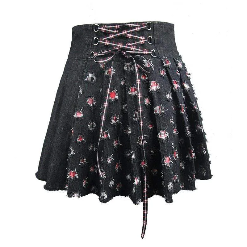 Women's Short Grunge Distressed Skirt