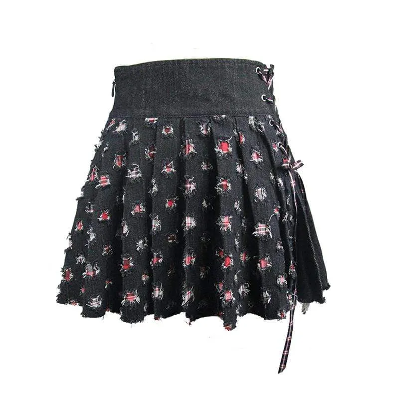 Women's Short Grunge Distressed Skirt