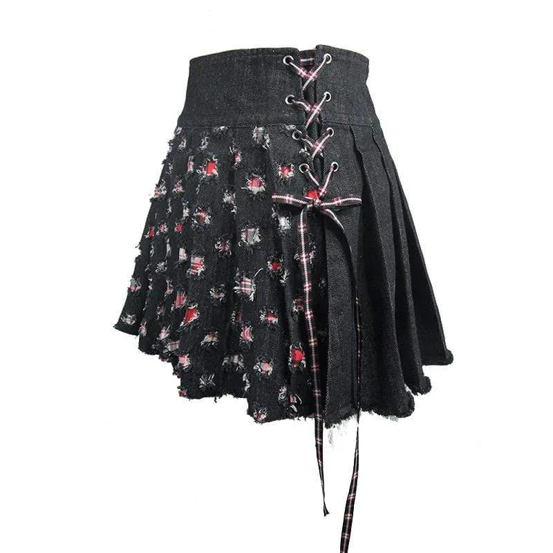 Women's Short Grunge Distressed Skirt
