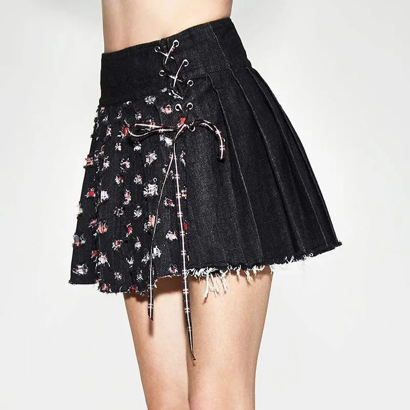 Women's Short Grunge Distressed Skirt