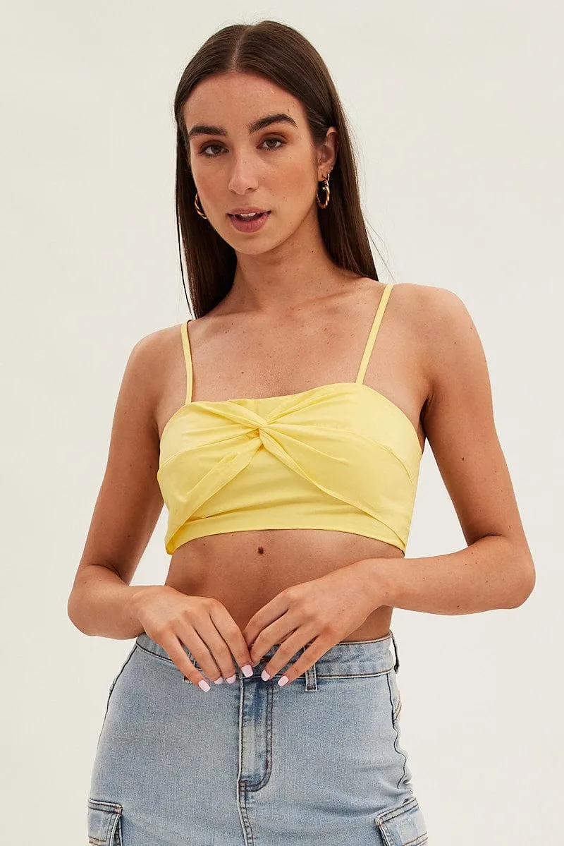 Yellow Crop Top Adjustable Straps Cotton