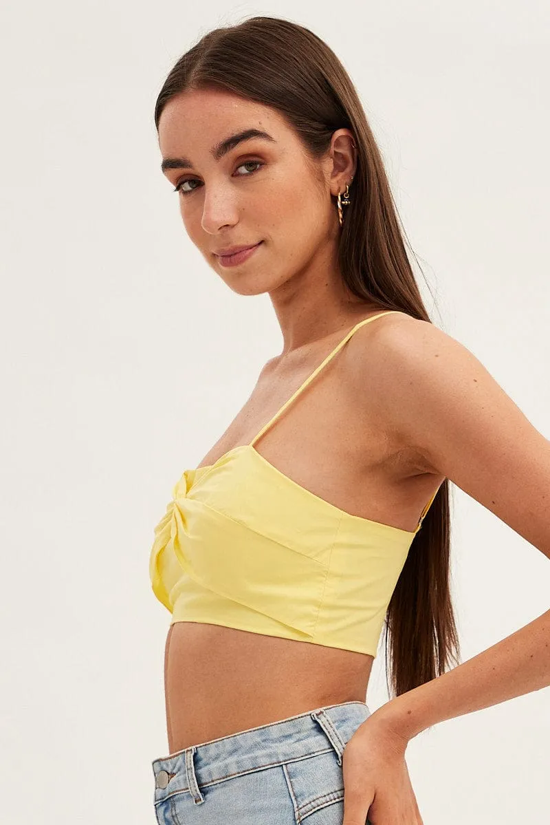 Yellow Crop Top Adjustable Straps Cotton