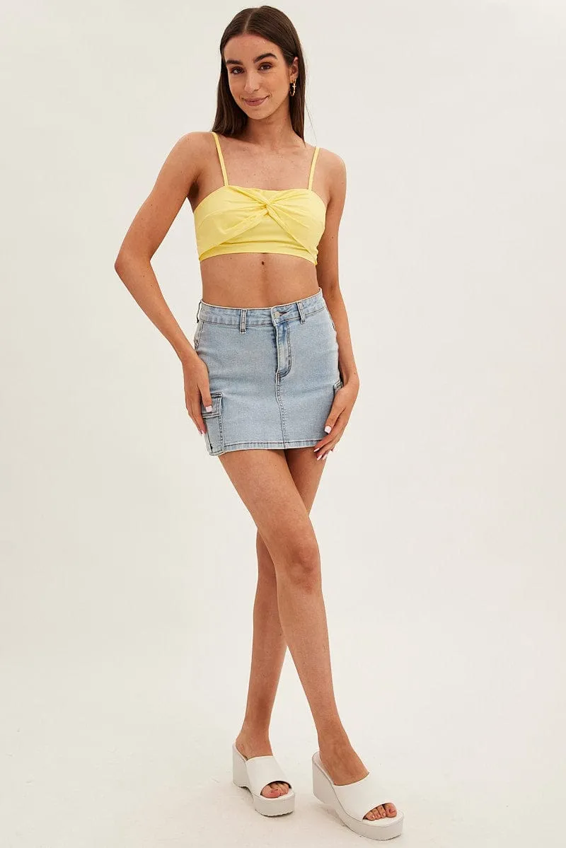 Yellow Crop Top Adjustable Straps Cotton