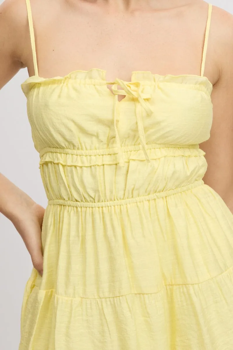 Yellow Fit And Flare Dress Cut Out