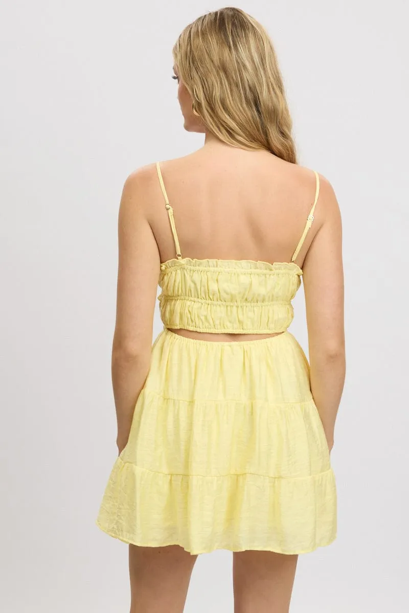 Yellow Fit And Flare Dress Cut Out