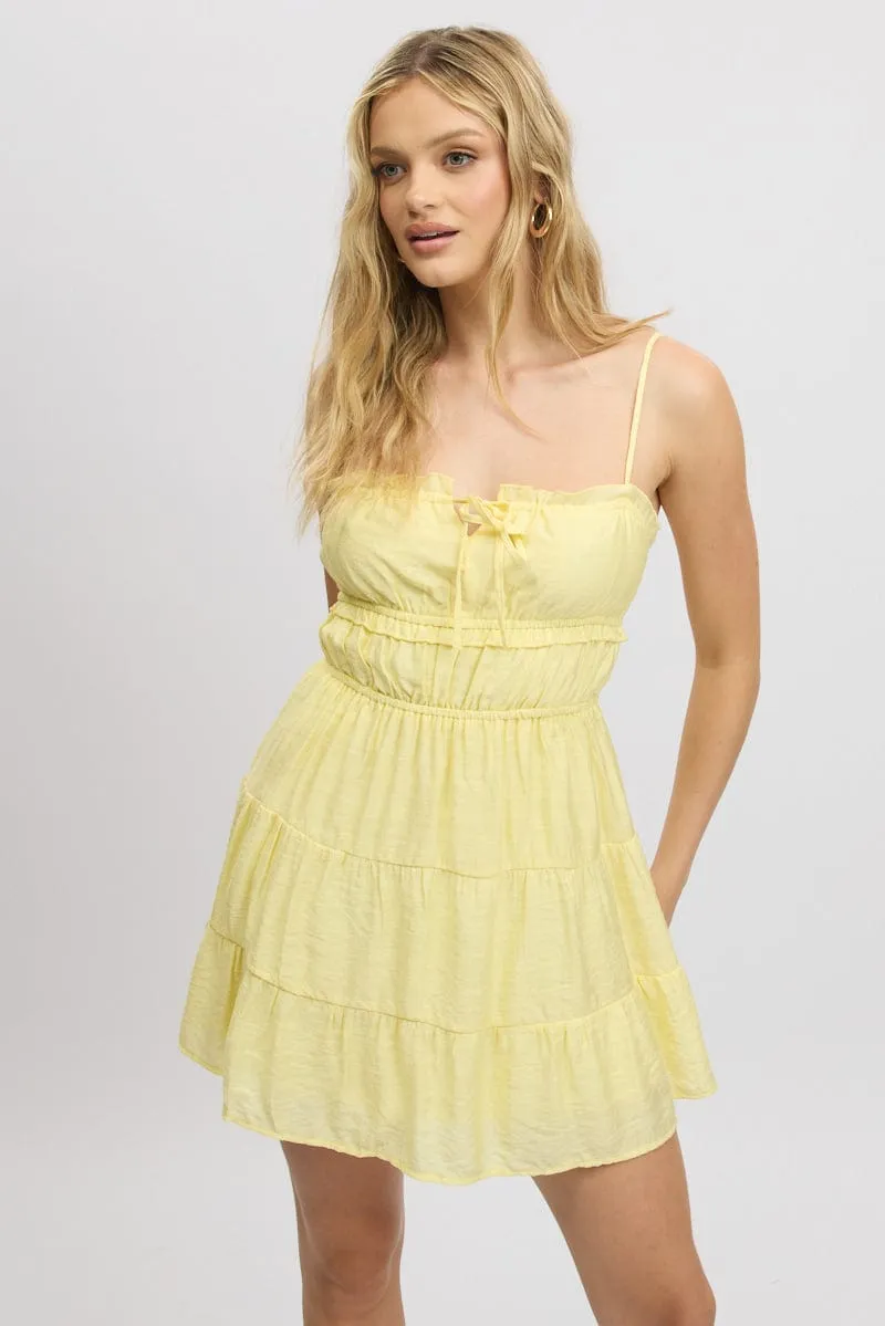 Yellow Fit And Flare Dress Cut Out